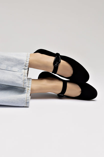 Verona Ballet Flat In Black Suede