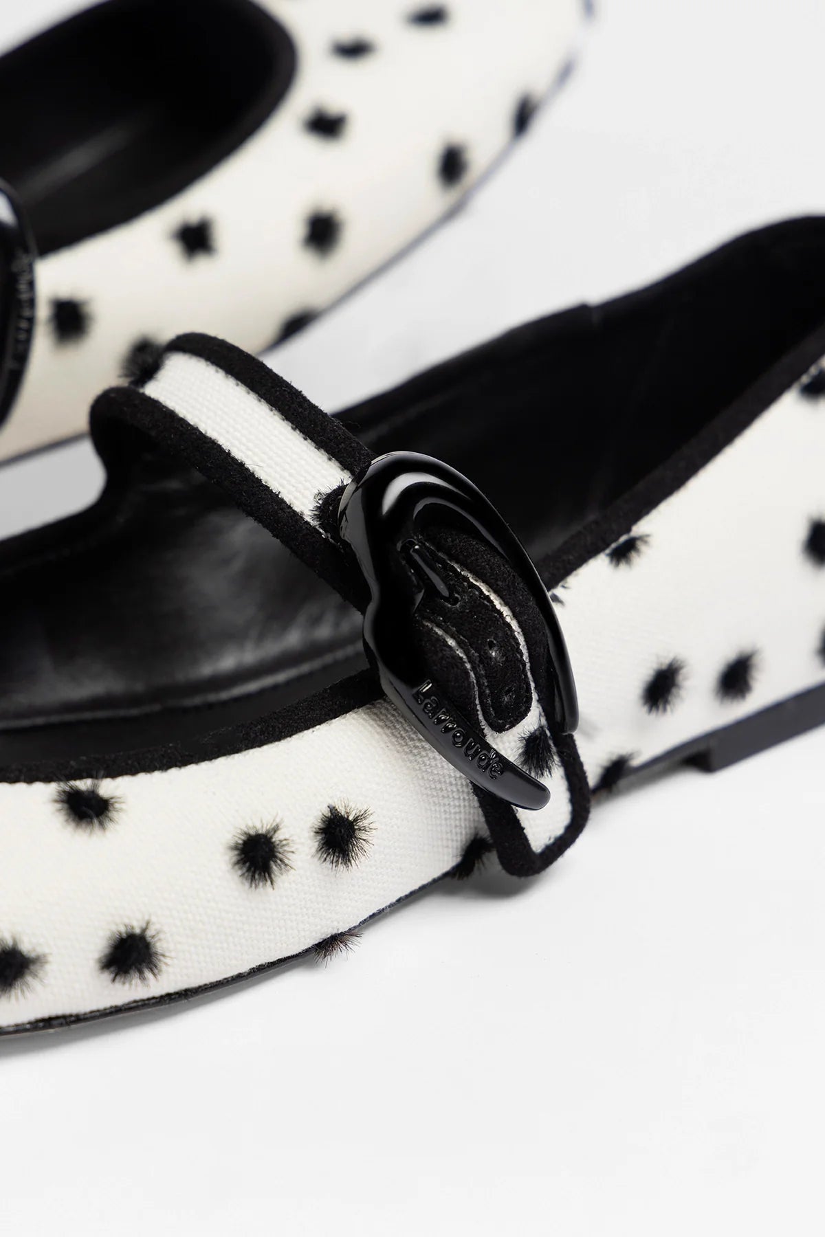 Verona Ballet Flat Ivory Polka Dots Fabric