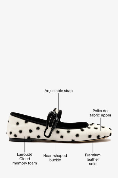 Verona Ballet Flat Ivory Polka Dots Fabric