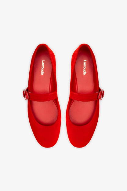 Verona Ballet Flat In Scarlet Suede