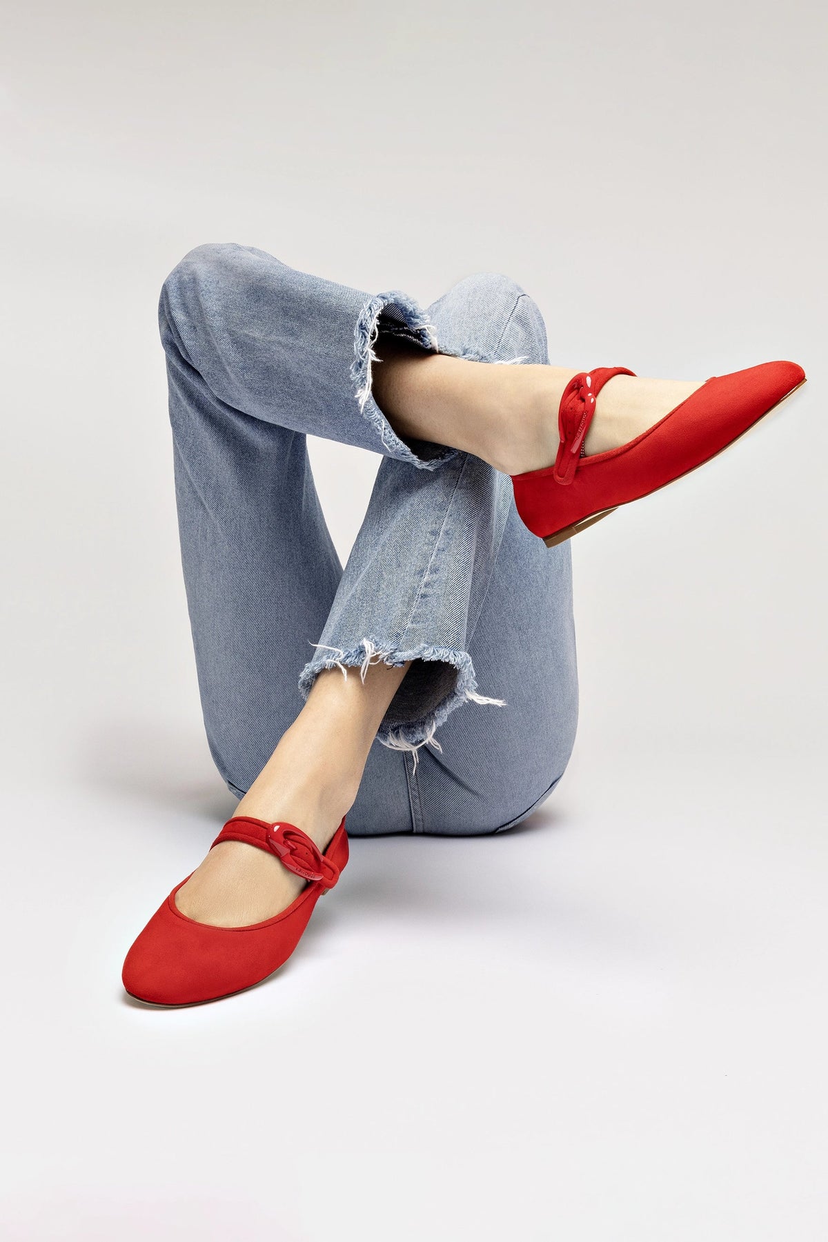 Verona Ballet Flat In Scarlet Suede