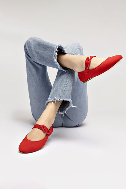 Verona Ballet Flat In Scarlet Suede