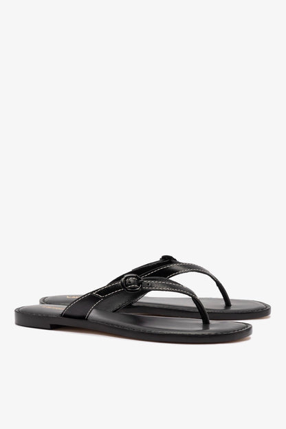 Mary Kate Flat Sandal In Black Leather