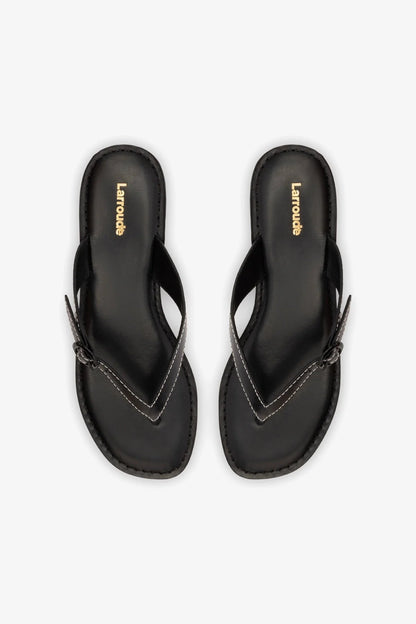 Mary Kate Flat Sandal In Black Leather