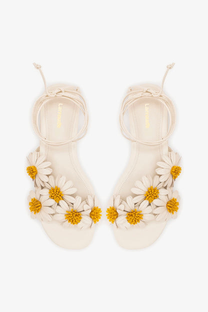 Fiore Flat Sandal Ivory Leather