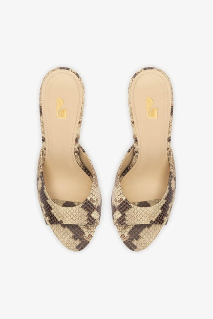 Jasmine Hi Mule In Snake Printed Neutral