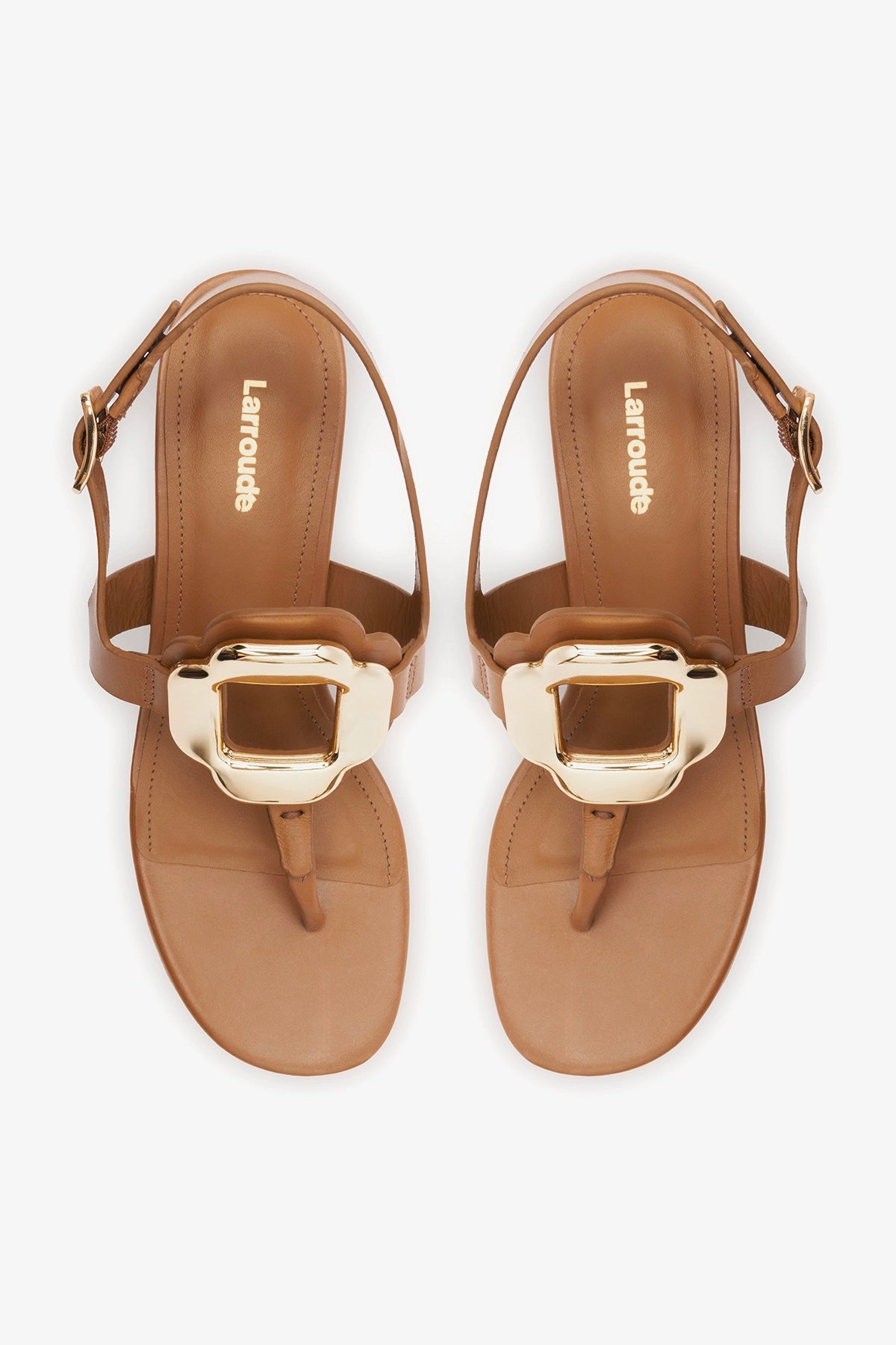 Margherita Block Thong Sandal Caramel Leather