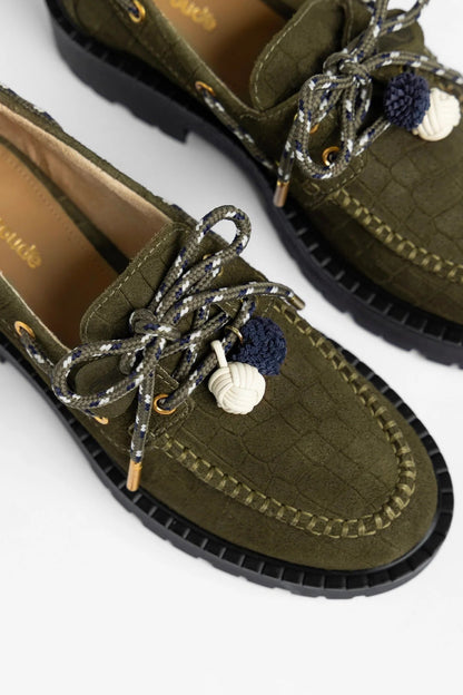 Cyprus Lugsole Loafer Olive Croco Suede