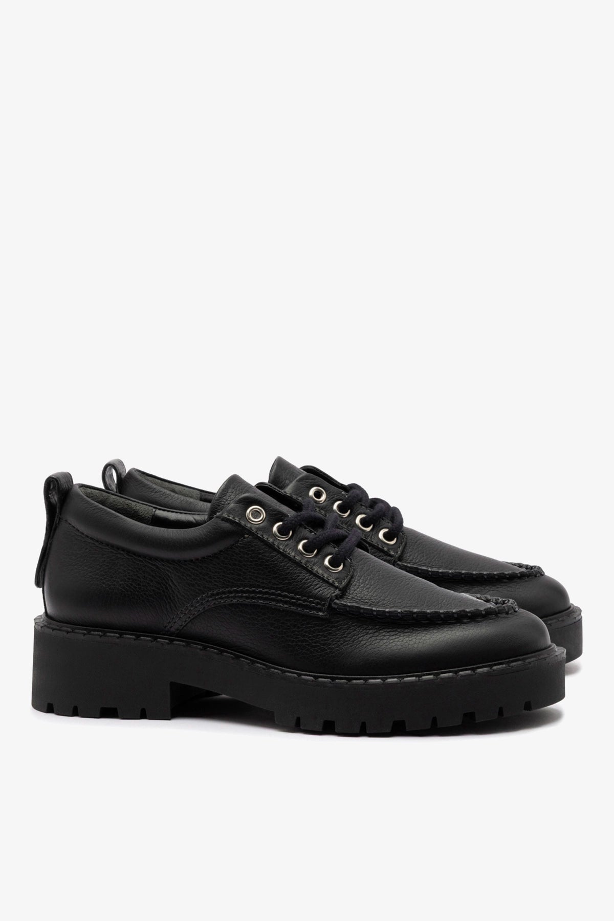London Lace Up Loafer In Black Leather