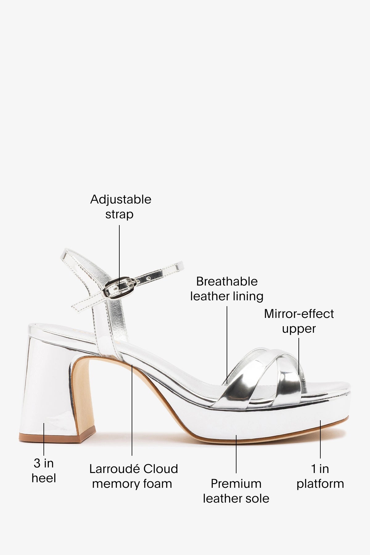 Bianca Low Sandal Silver Specchio