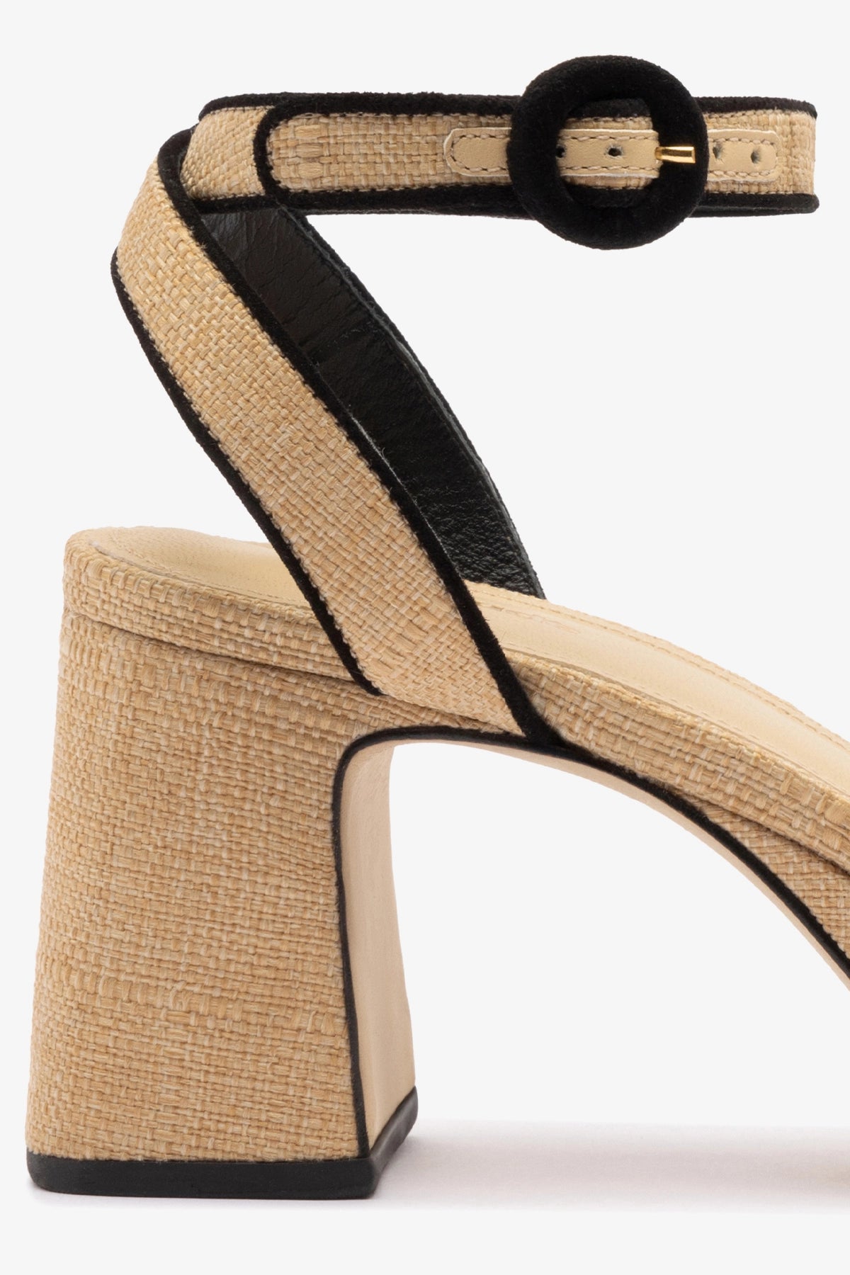 Dolly Low Sandal In Beige Raffia and Black Trimming