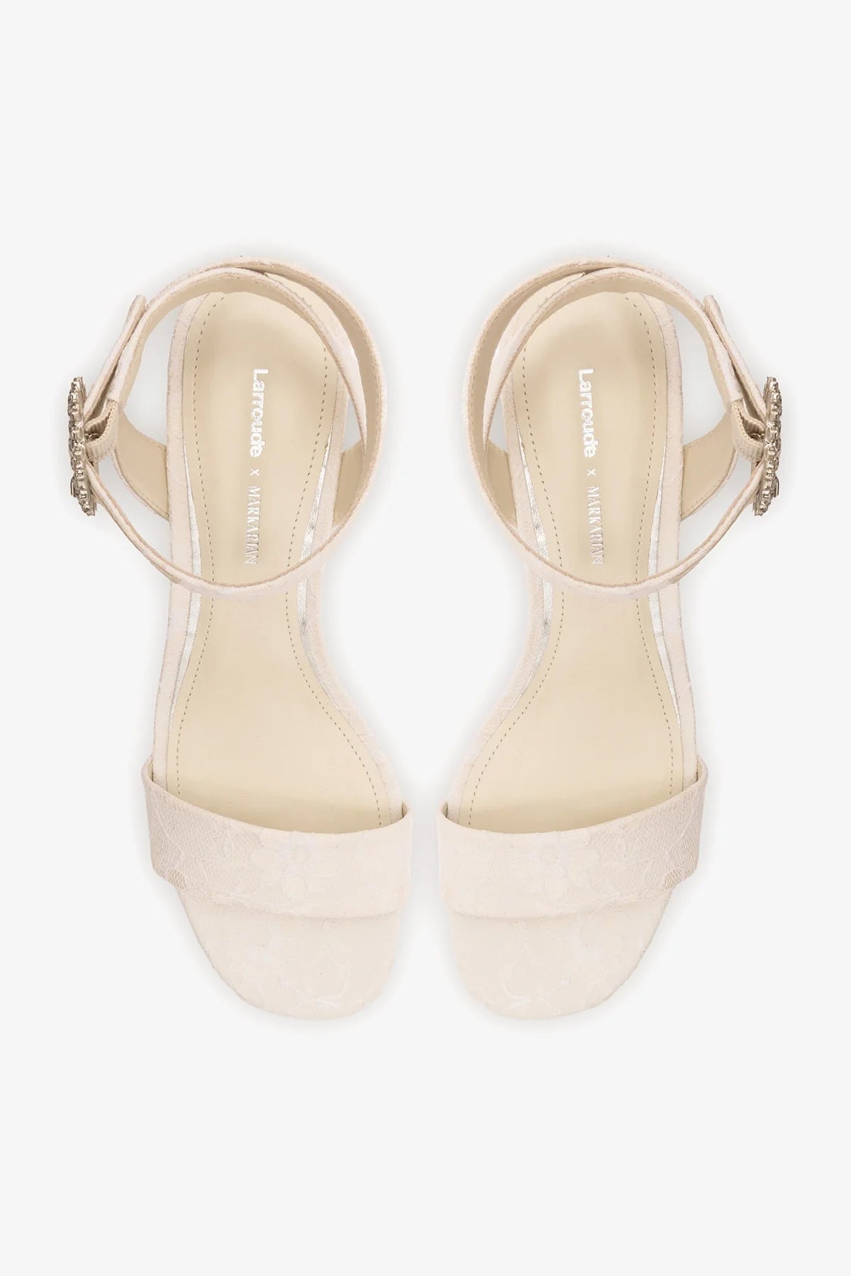 Larroudé x Markarian: Dolly Low Sandal White Lace