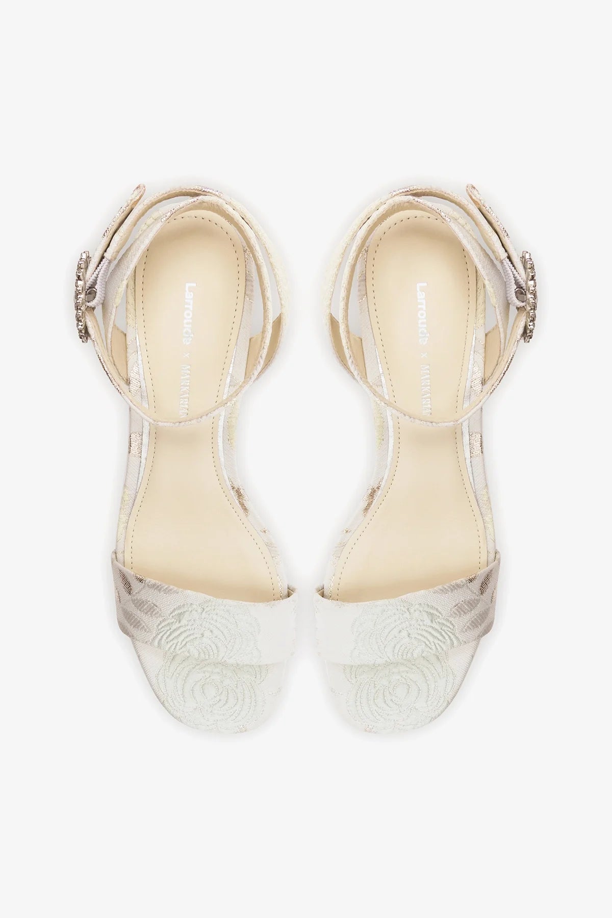 Larroudé x Markarian: Dolly Low Sandal Ivory Brocade