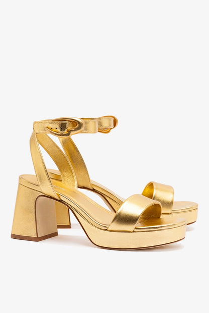 Dolly Verona Low Sandal In Gold Metallic Leather