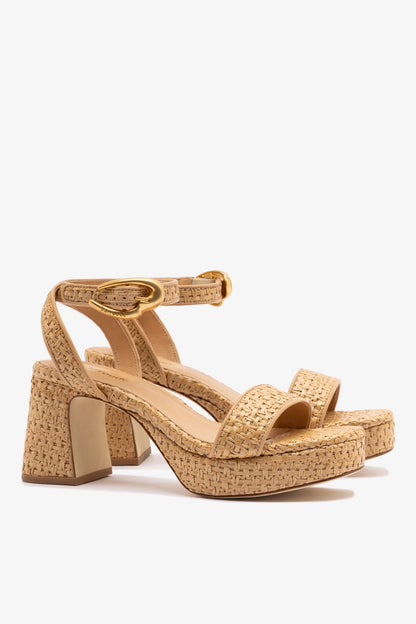 Dolly Verona Low Sandal In Natural Raffia and Beige Leather