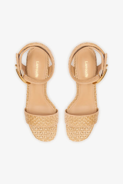 Dolly Verona Low Sandal In Natural Raffia and Beige Leather