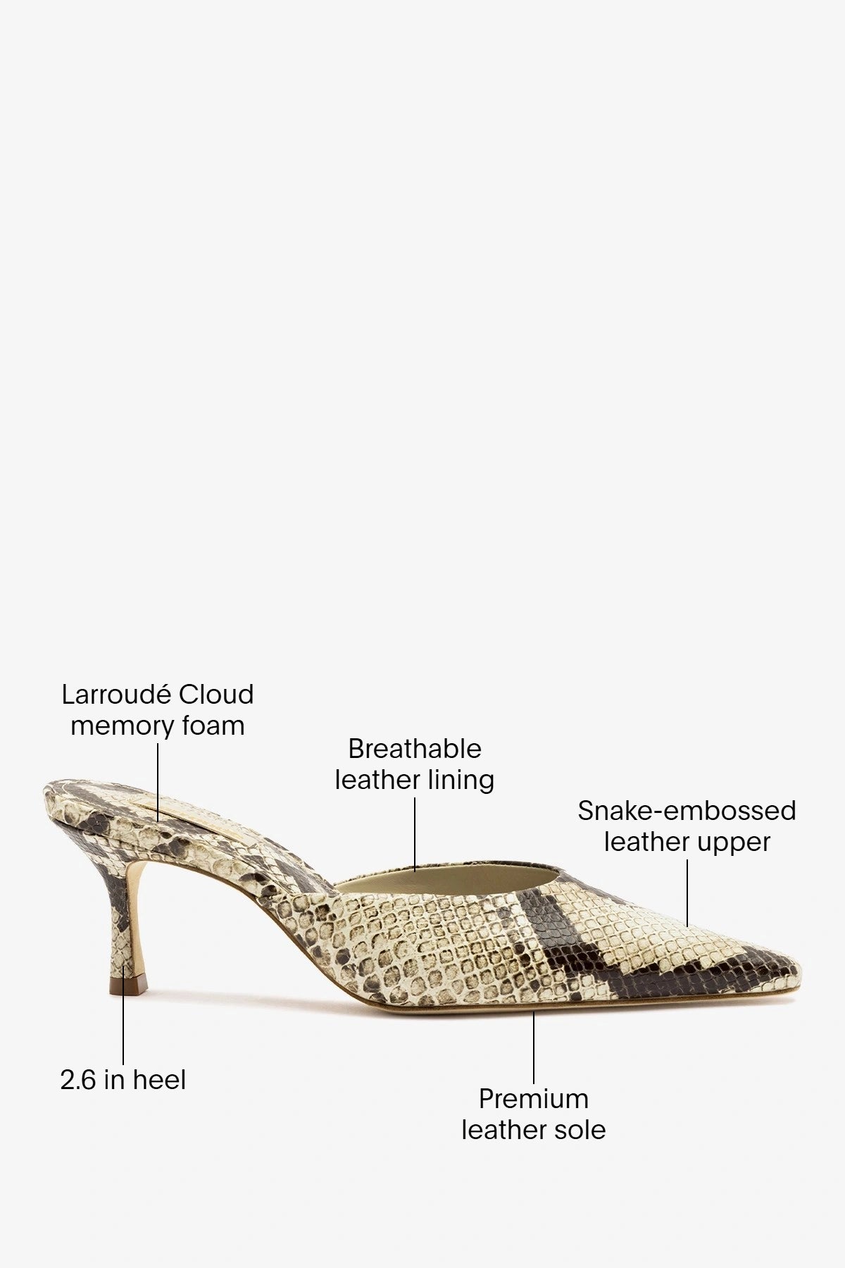 Carine Mule Neutral Snake Leather