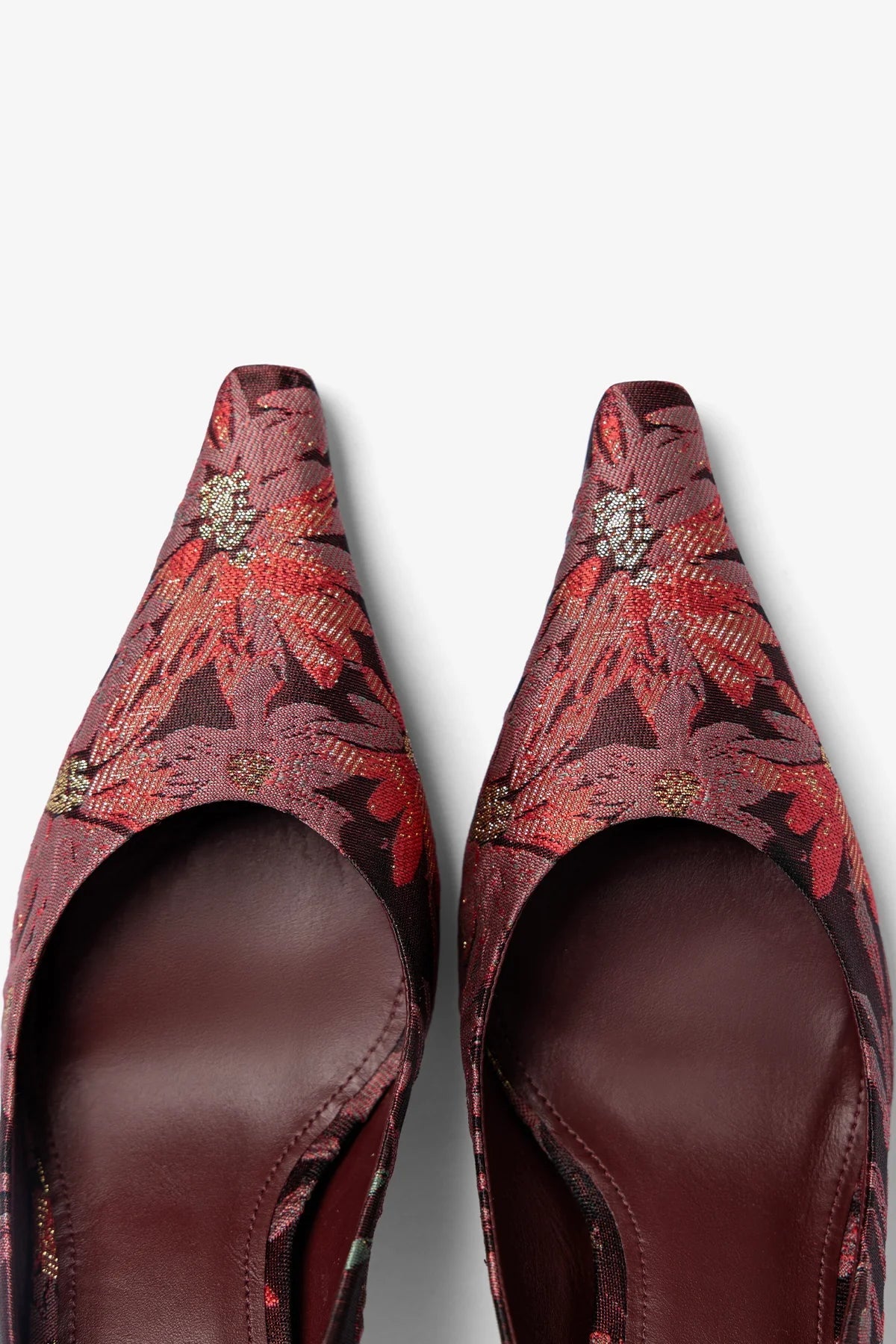 Larroudé by Markarian: Pump Burgundy Floral Brocade