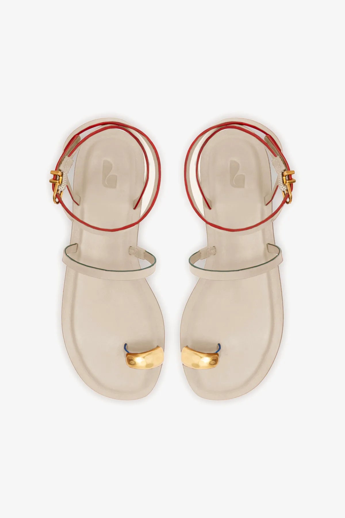 Biarritz Flat Sandal In Ivory Leather
