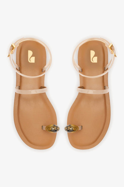 Biarritz Jelly Flat Sandal In Ivory Vinyl