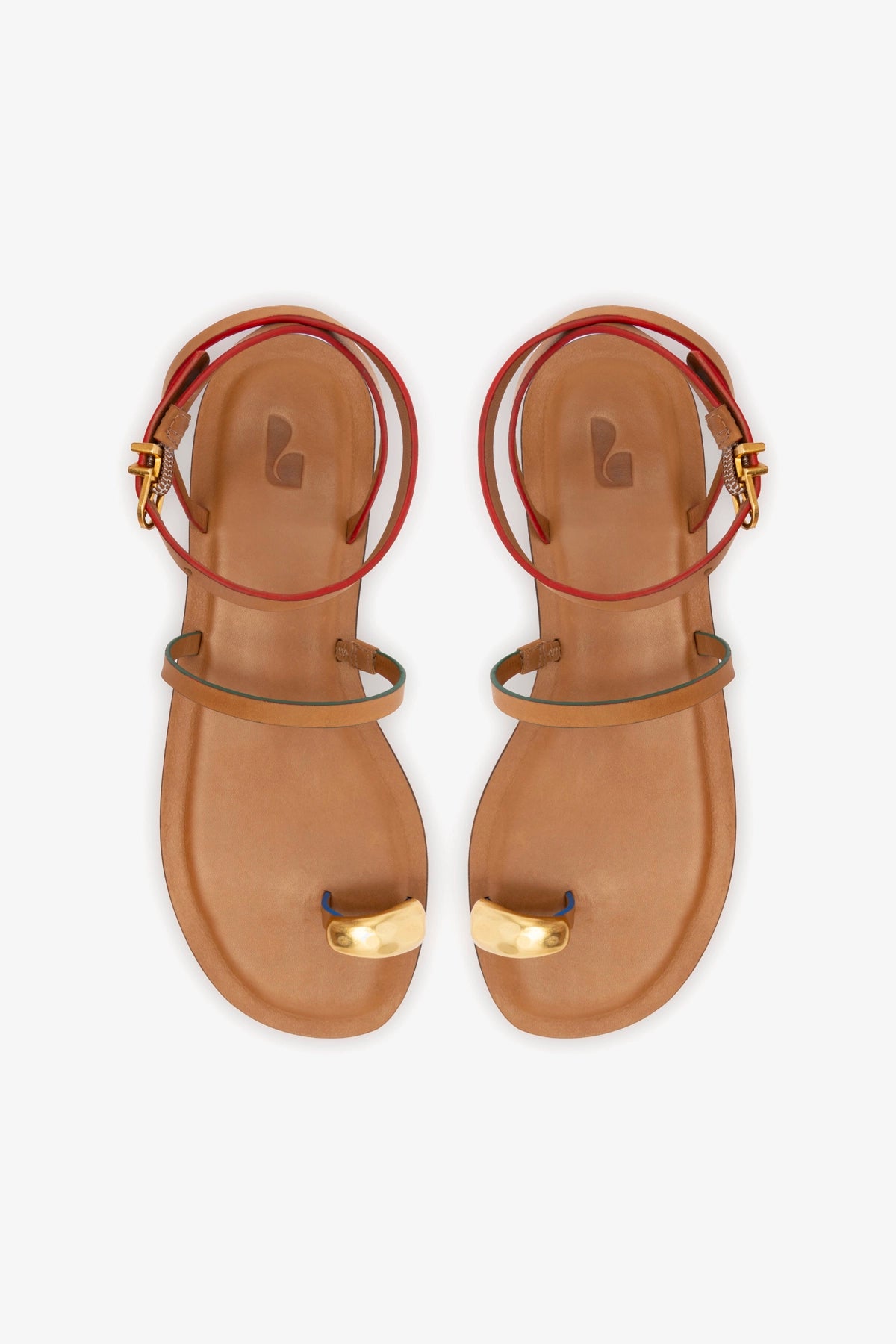 Biarritz Flat Sandal In Light Caramel Leather