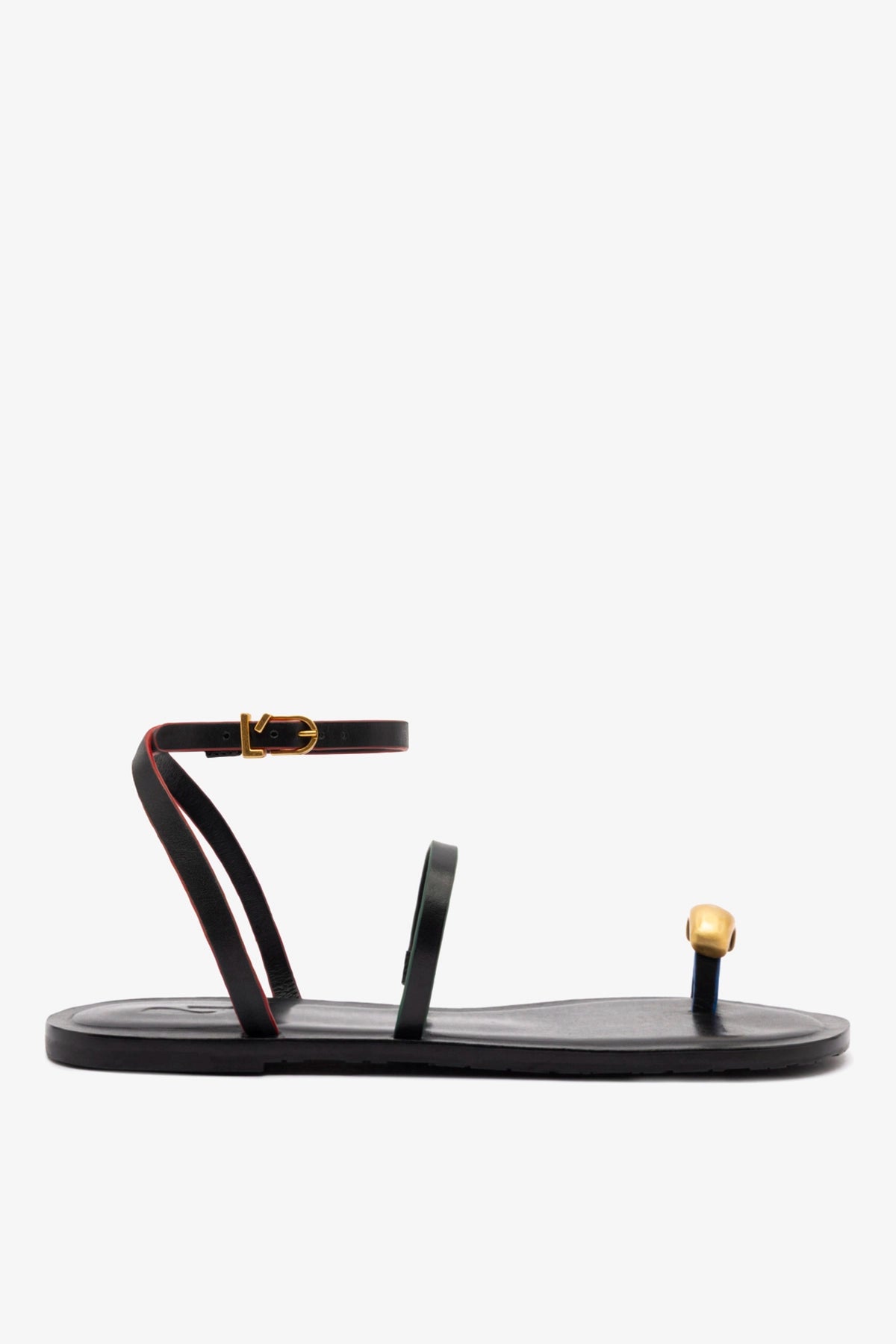 Biarritz Flat Sandal In Black Leather