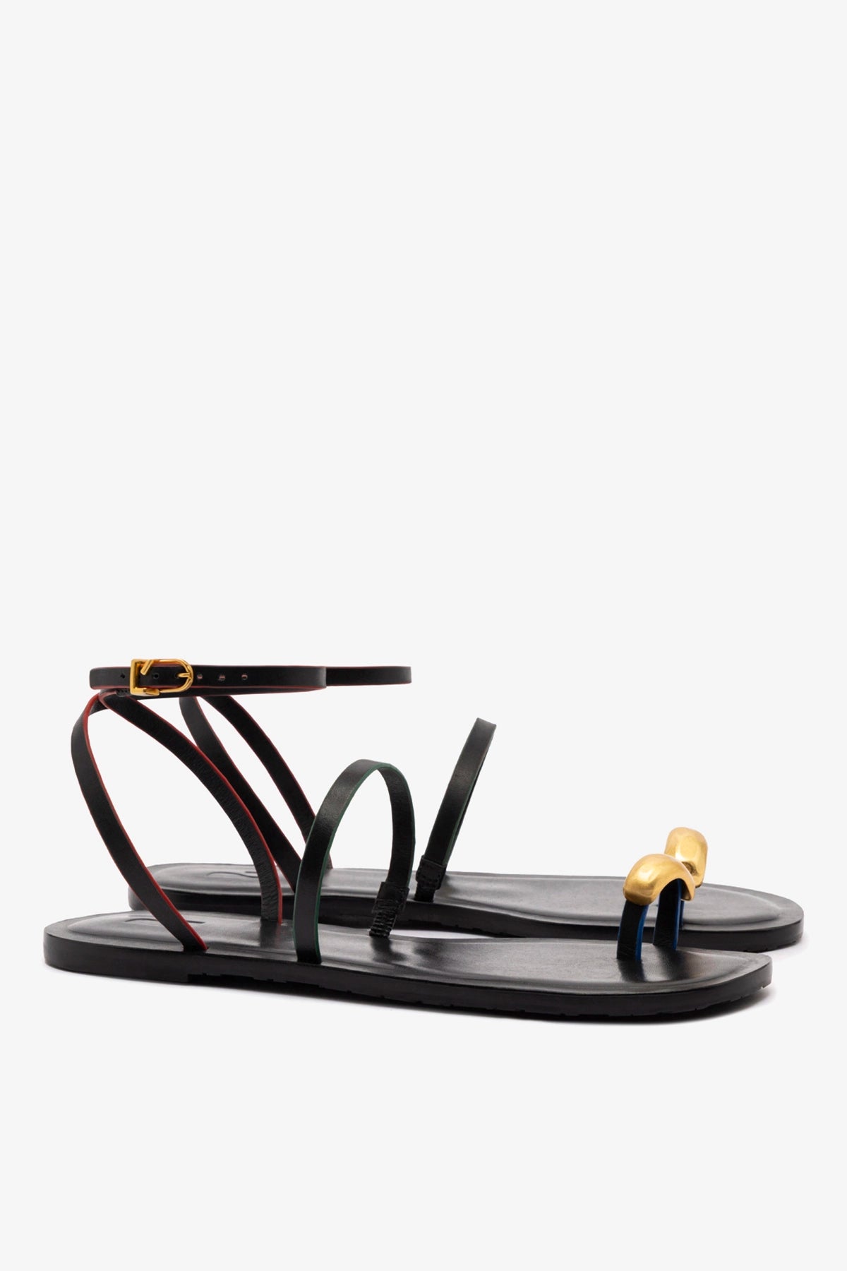 Biarritz Flat Sandal In Black Leather