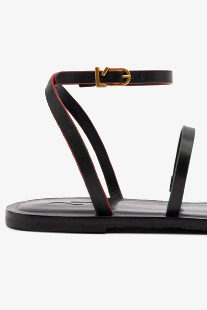Biarritz Flat Sandal In Black Leather