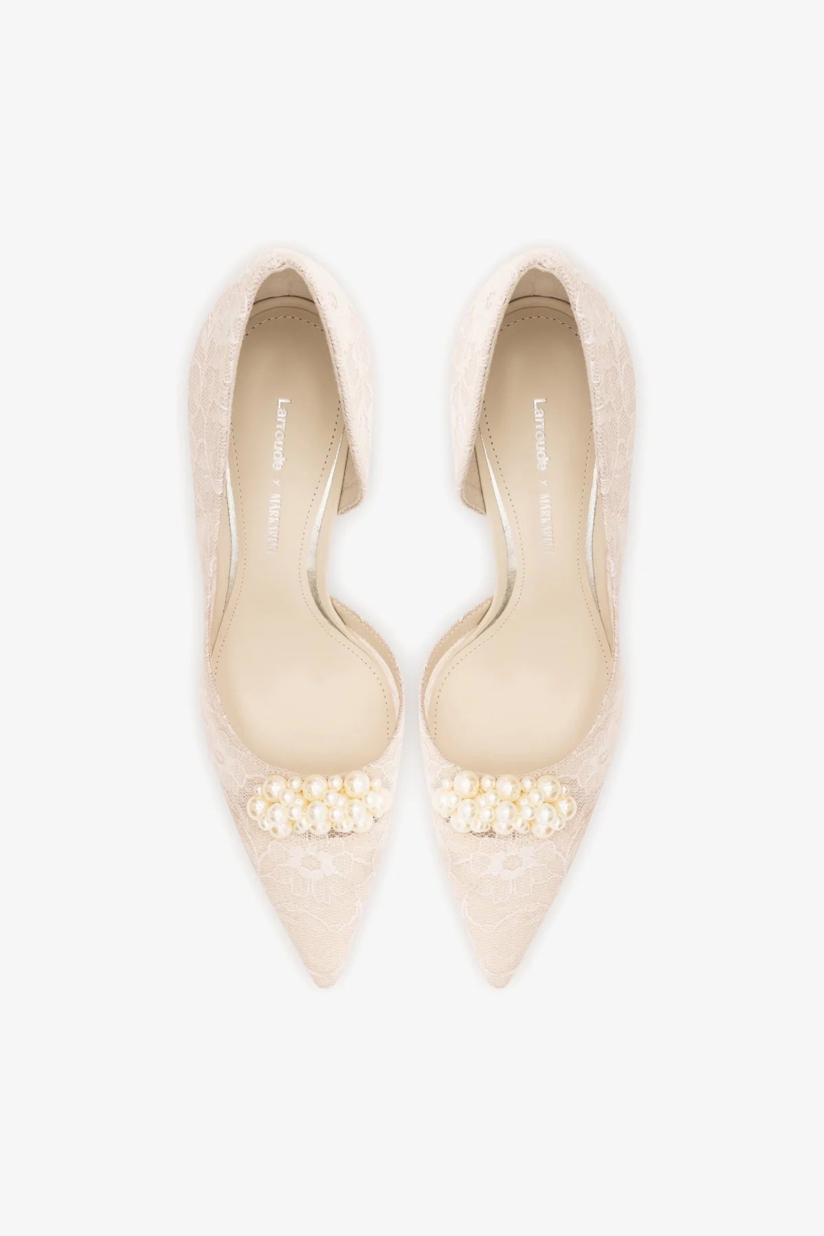 Larroudé x Markarian: D'Orsay Pump White Lace