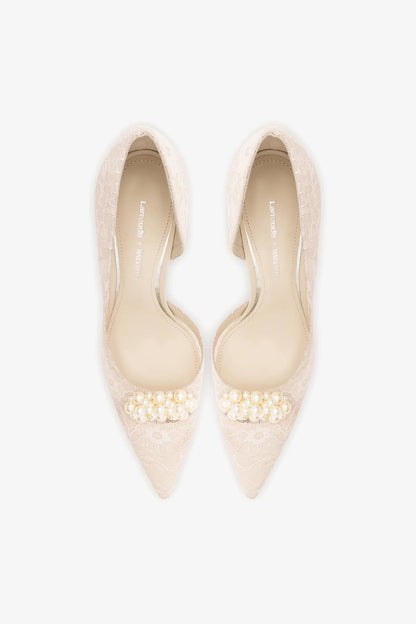 Larroudé x Markarian: D'Orsay Pump White Lace