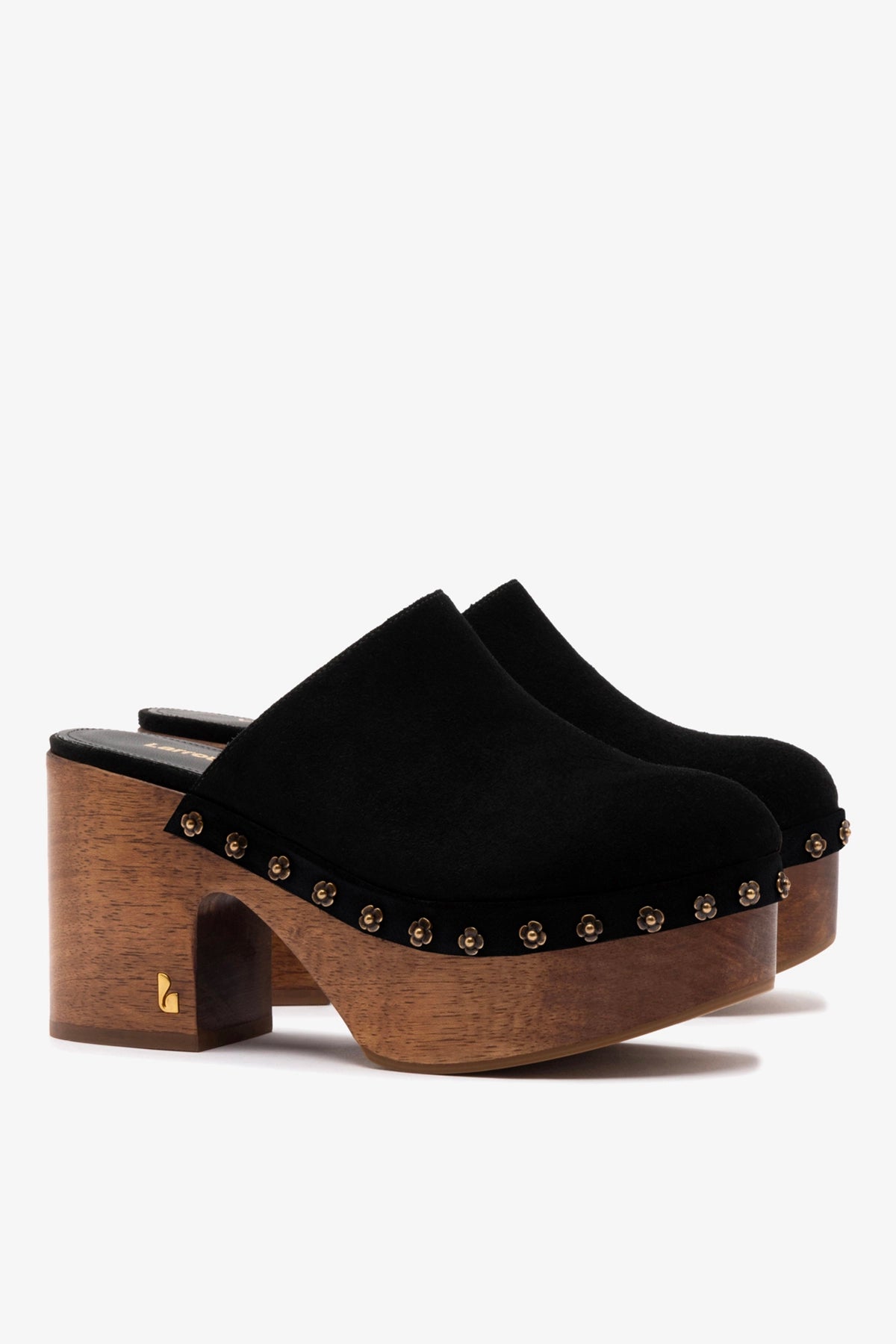 Miso Wooden Platform Clog In Black Suede