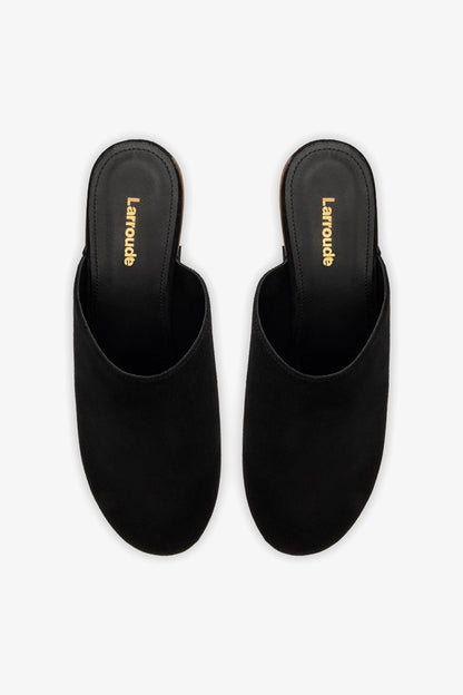 Miso Wooden Platform Clog In Black Suede