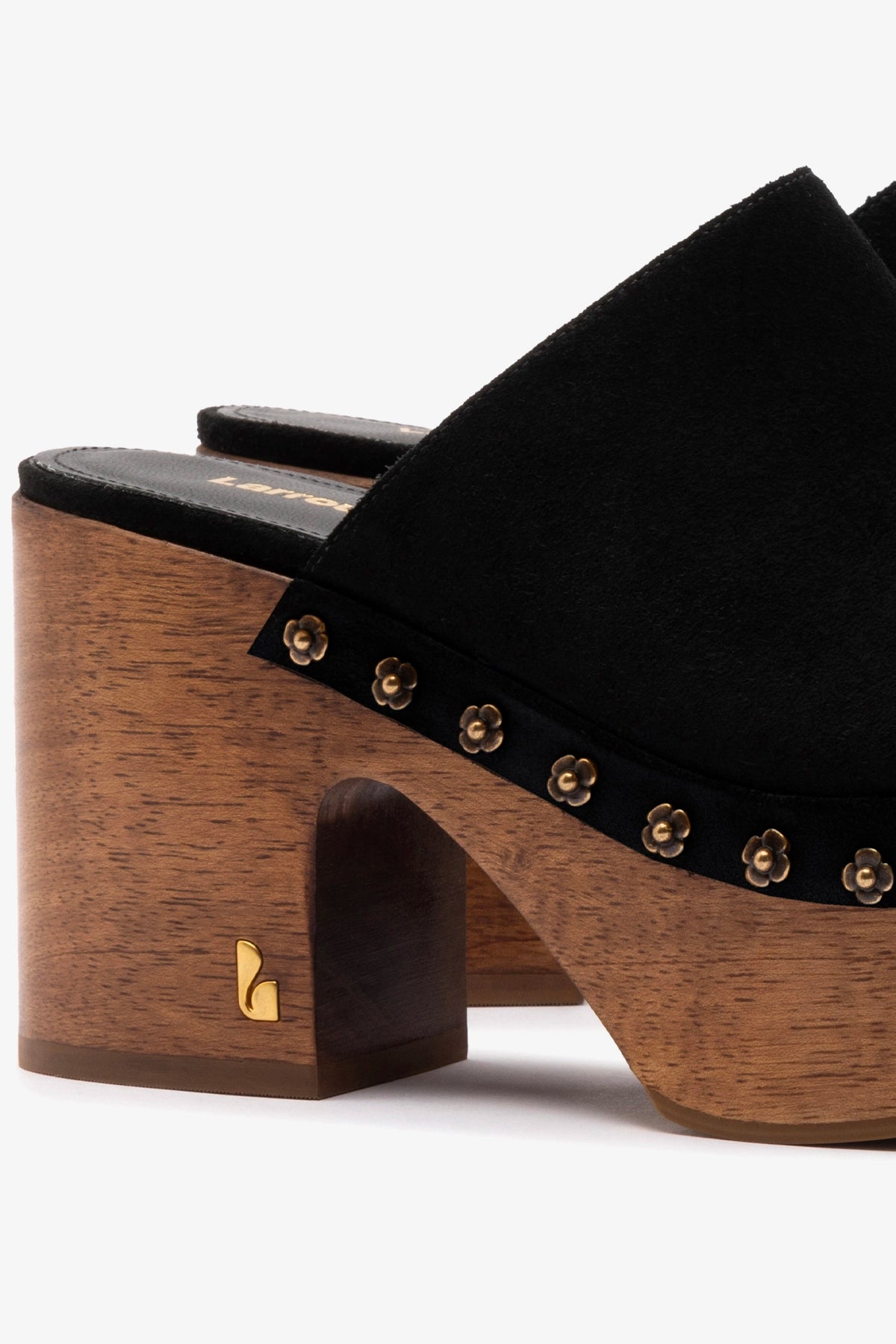 Miso Wooden Platform Clog In Black Suede