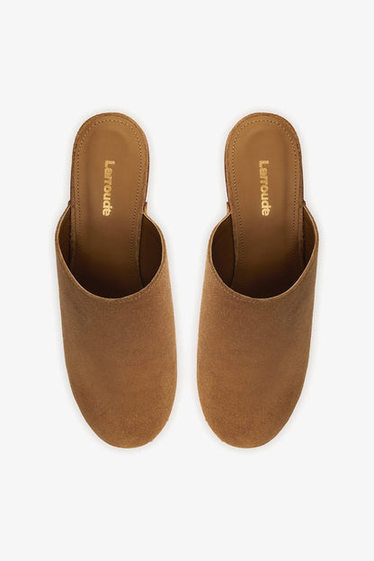Miso Wooden Platform Clog In Peanut Suede