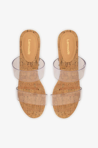 Miso Clear Platform Sandal In Clear Vinyl and Natural Cork