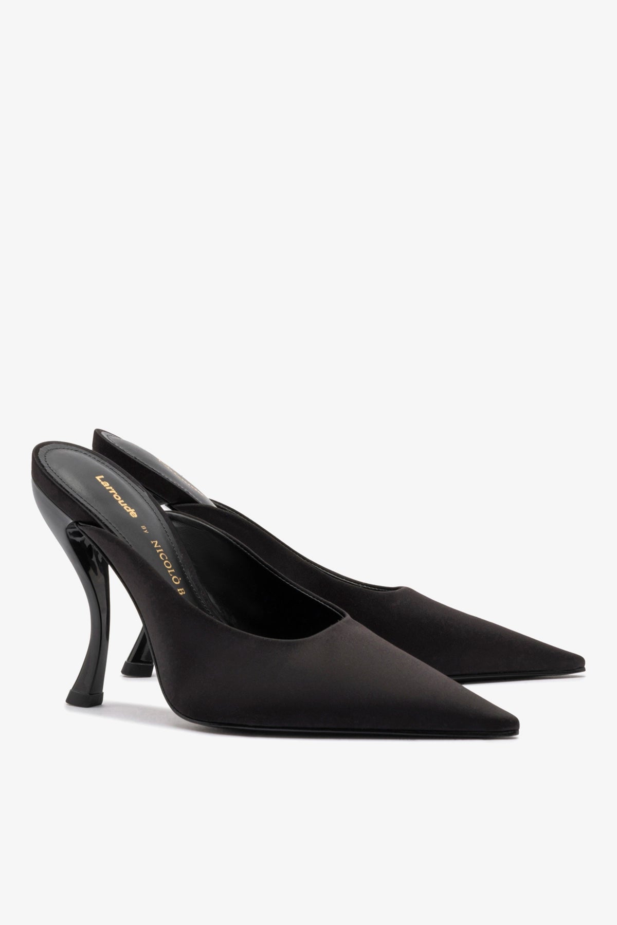 Larroudé by Nicolò B. Inna Mule In Black Satin