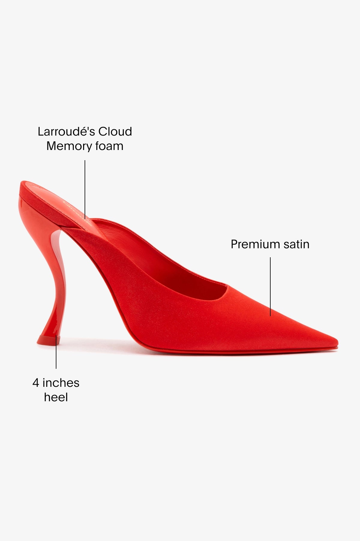 Larroudé by Nicolò B. Inna Mule In Scarlet Satin
