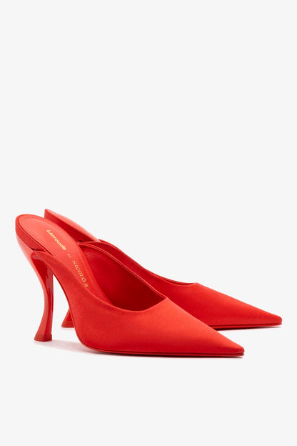 Larroudé by Nicolò B. Inna Mule In Scarlet Satin