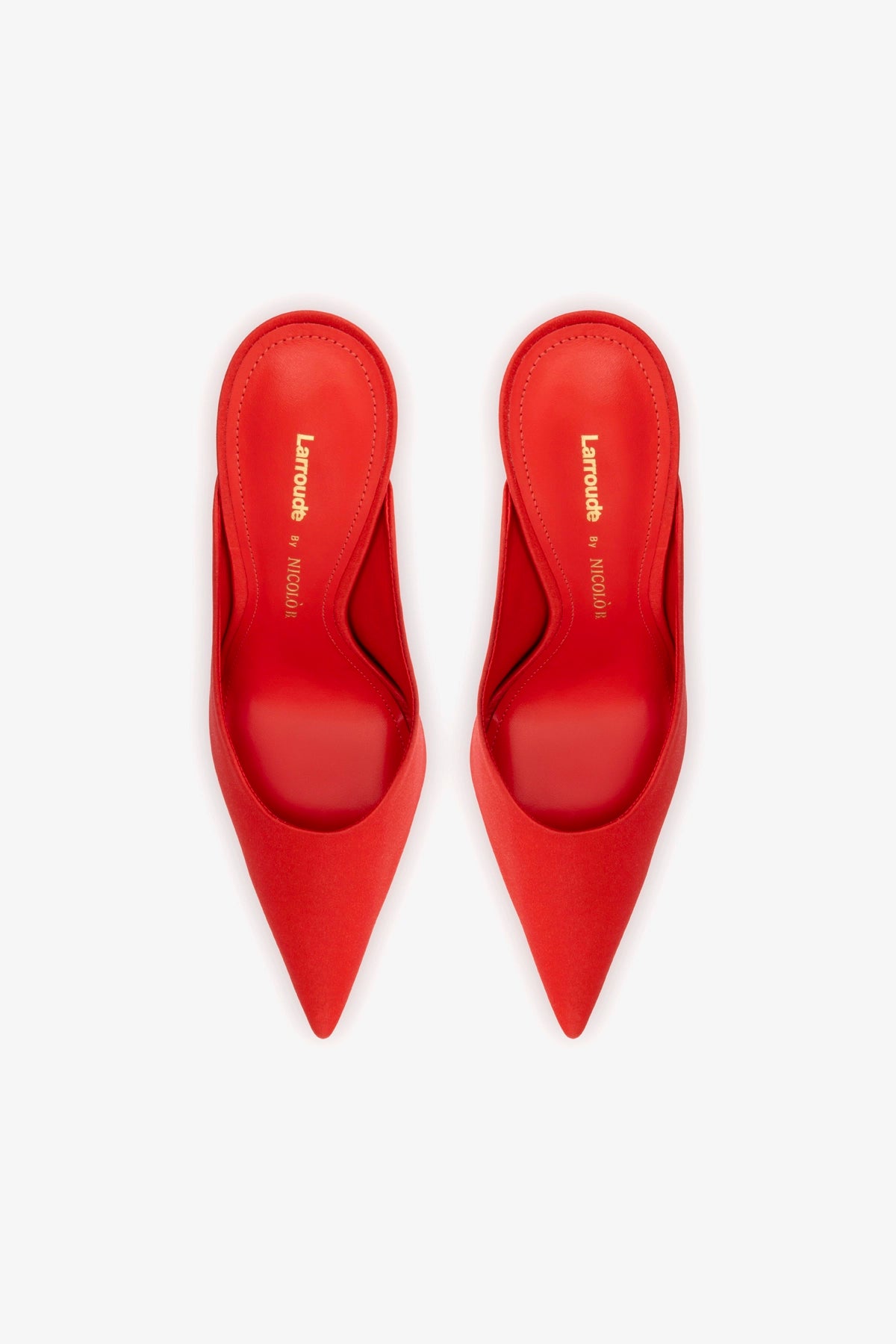 Larroudé by Nicolò B. Inna Mule In Scarlet Satin