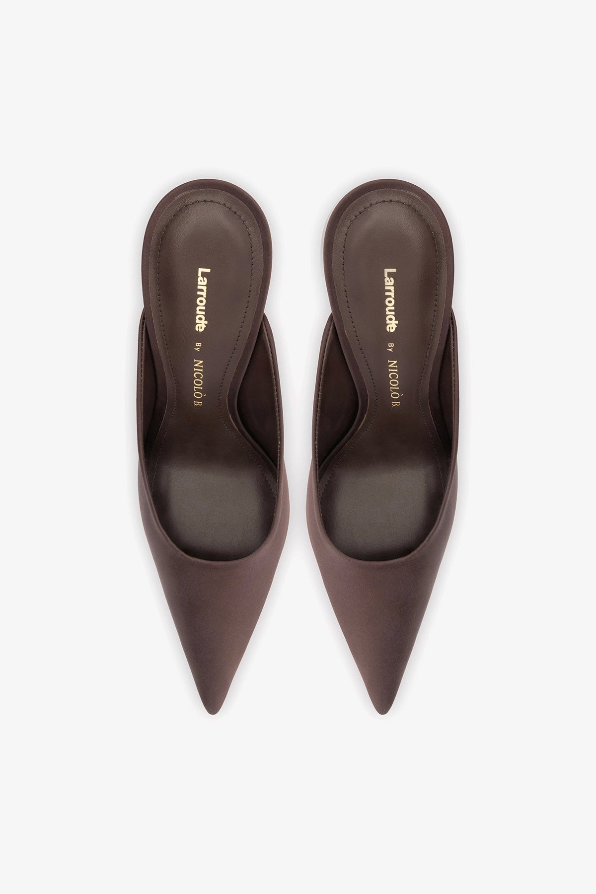 Larroudé x Nicolò B.: Inna Mule Mahogany Satin
