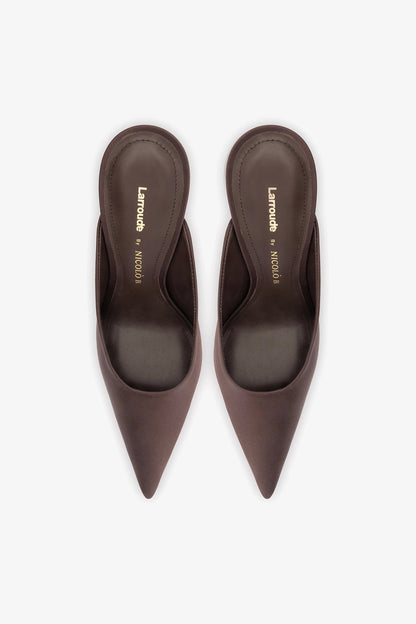 Larroudé x Nicolò B.: Inna Mule Mahogany Satin
