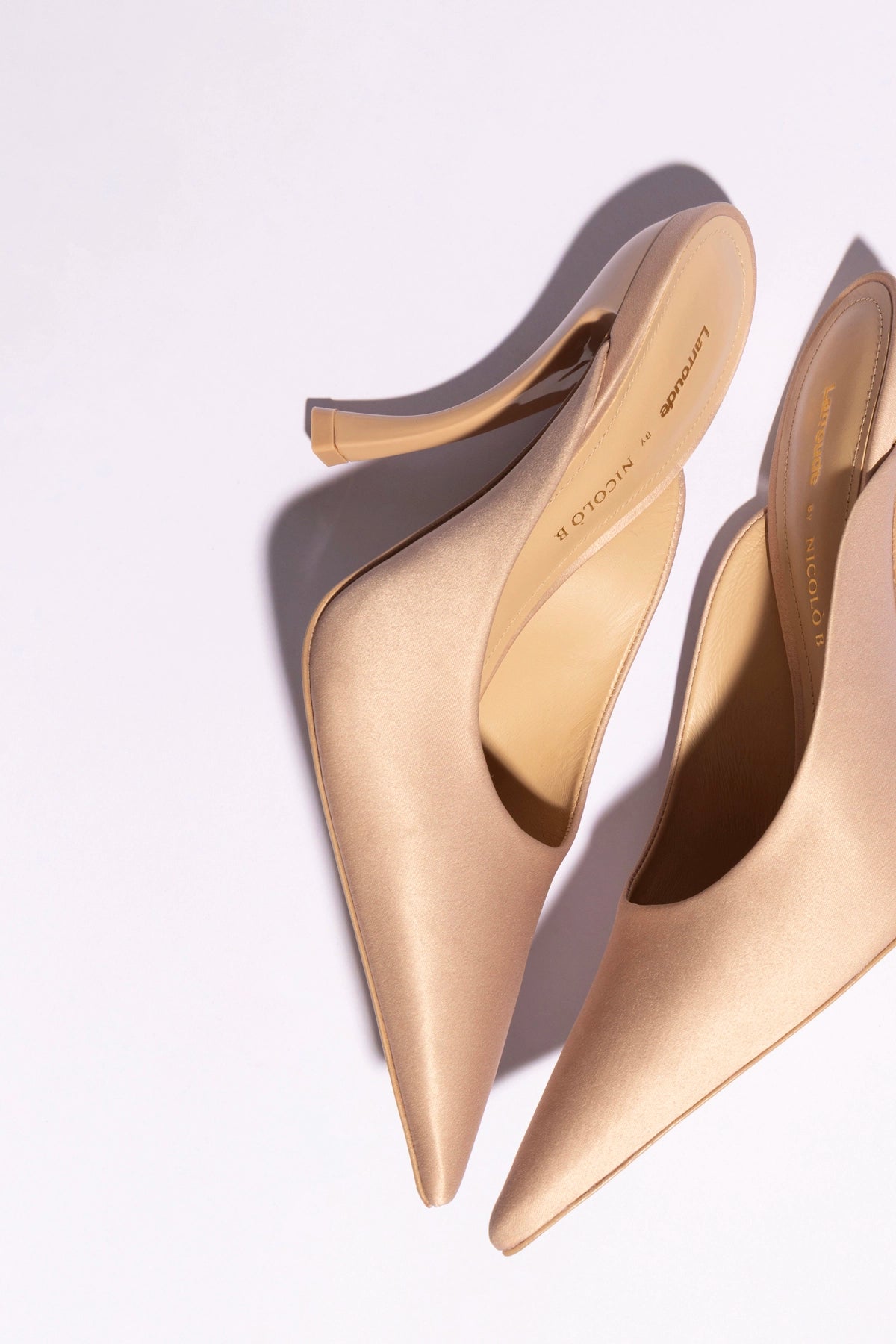 Larroudé x Nicolò B.: Inna Mule Sand Satin