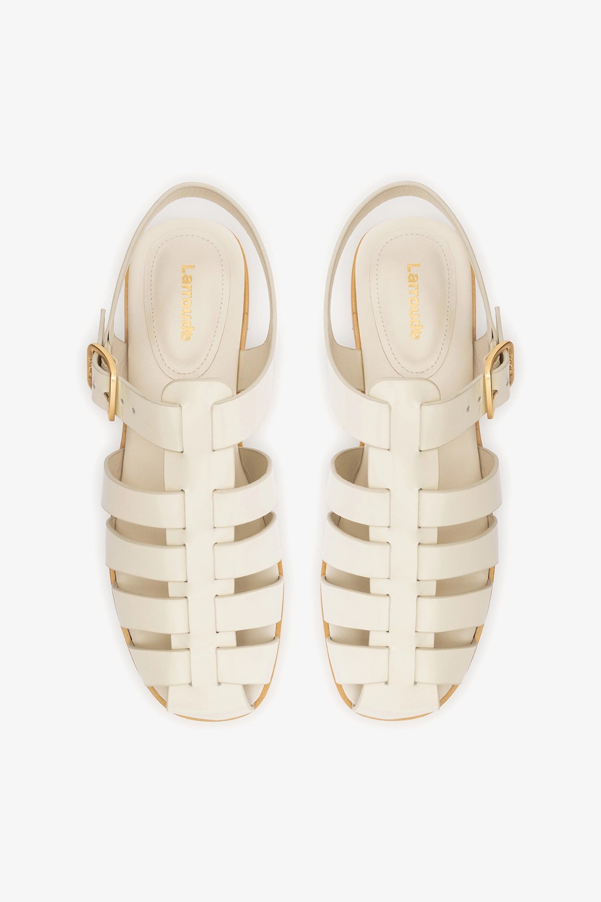 Stevie Flat Sandal In Ivory Box Leather