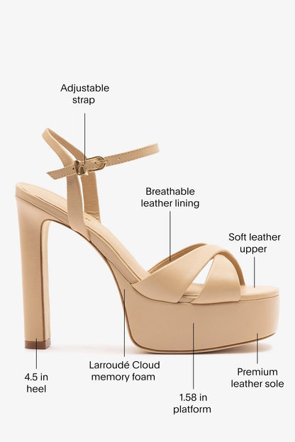 Bianca High Platform Sandal In Sand Leather
