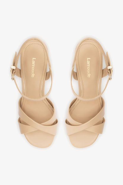 Bianca High Platform Sandal In Sand Leather