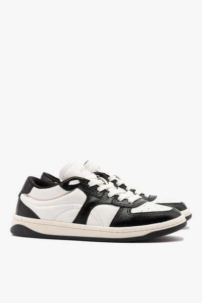 George Sneaker In Black and White Leather