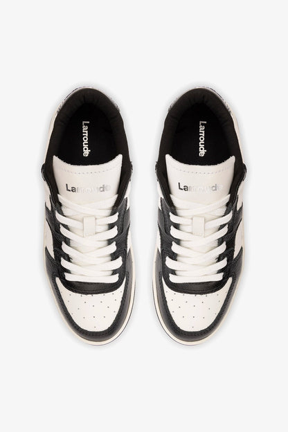 George Sneaker In Black and White Leather