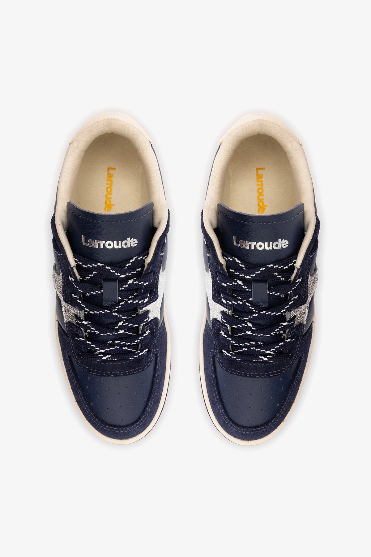 George Sneaker In Navy Suede and Silver Sparkle Leather