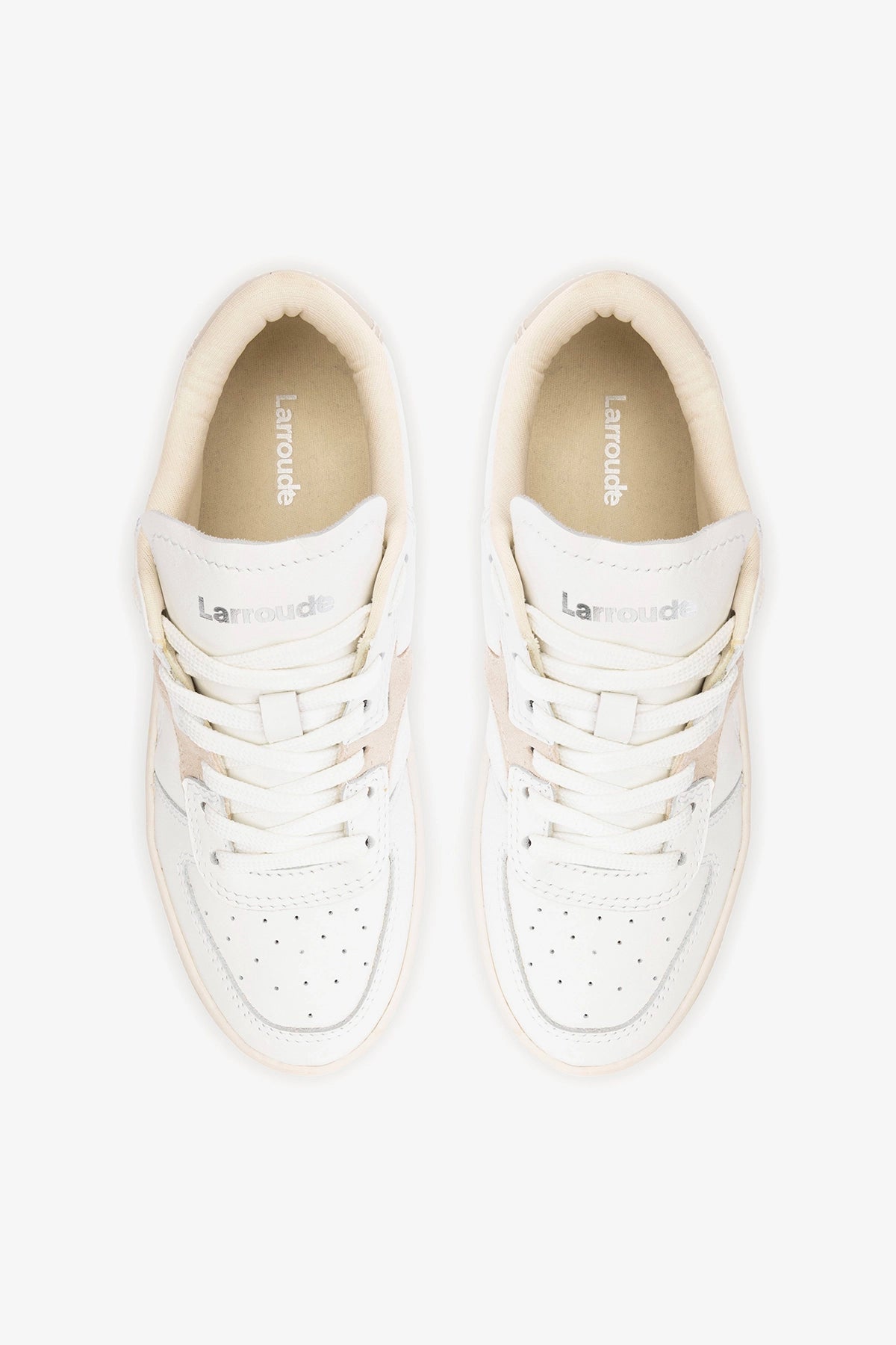 George Sneaker In White Leather and Mushroom Grey Suede