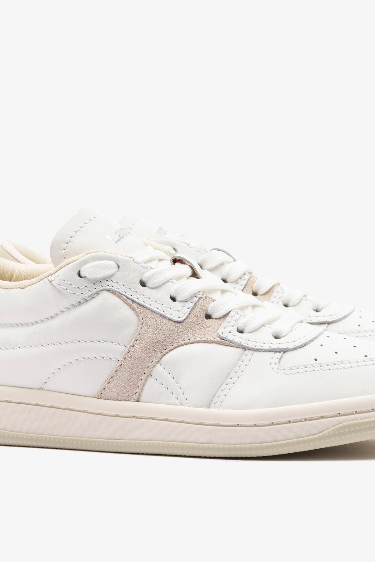 George Sneaker In White Leather and Mushroom Grey Suede